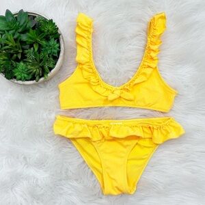 Zara Kids Girls Yellow Ruffled Two Piece Swim Set Size 9-10